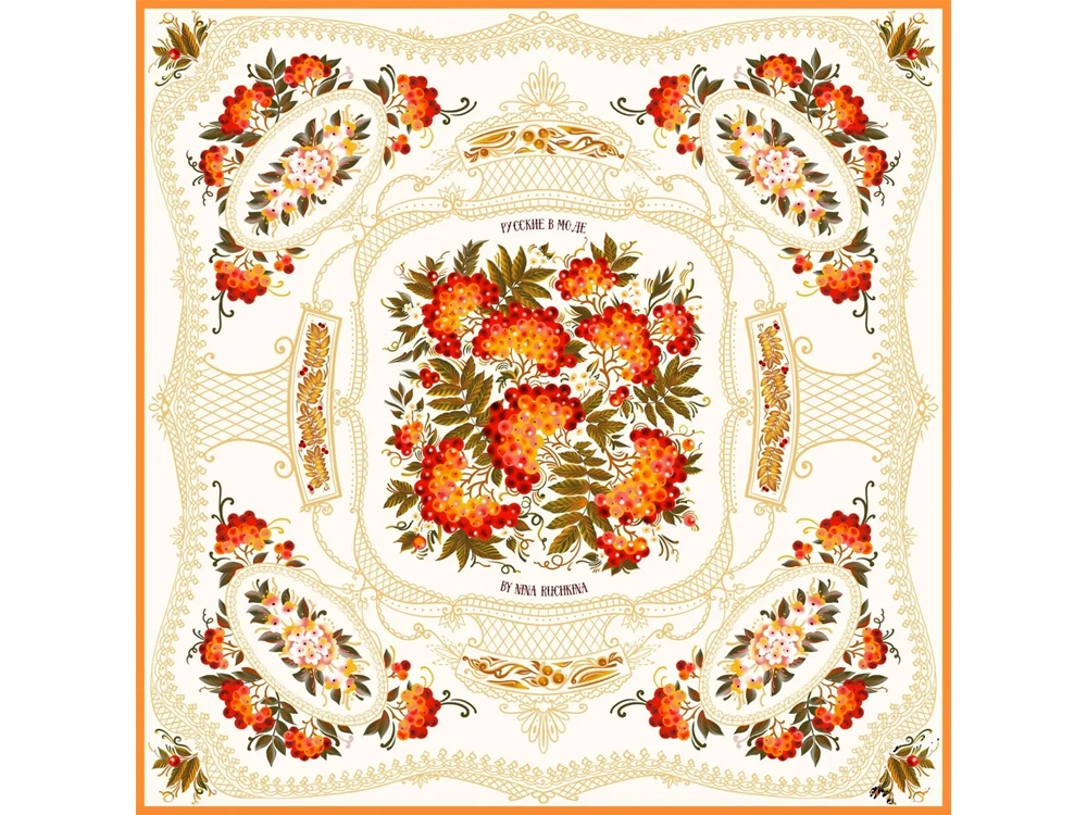 Платок Тагильский поднос, молочный-0