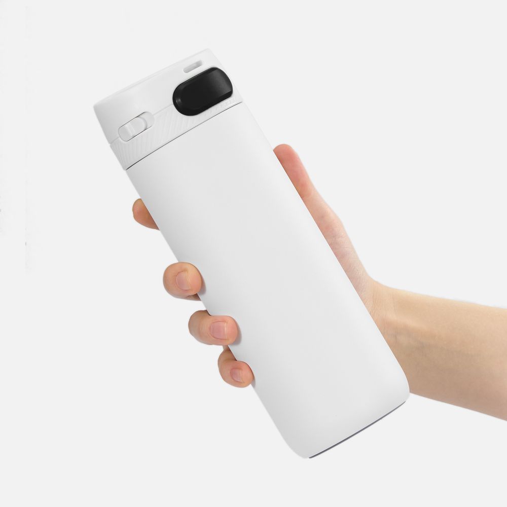 Термостакан X1 с цветной кнопкой, белый с черным-2