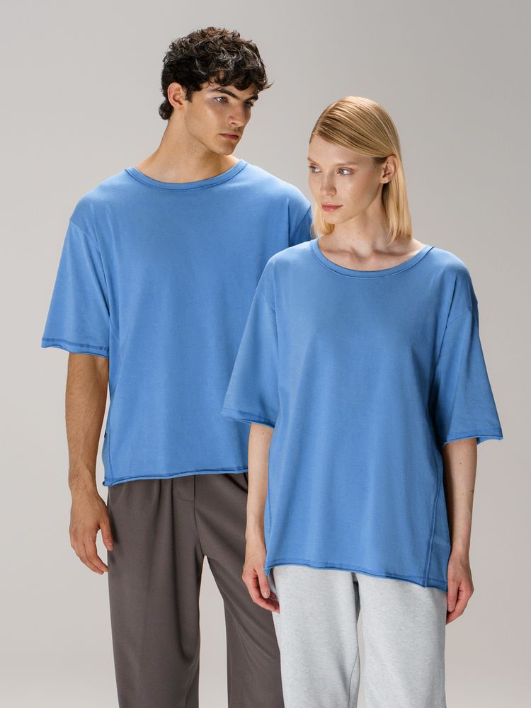 Футболка оверсайз унисекс Vozduh, синяя-6