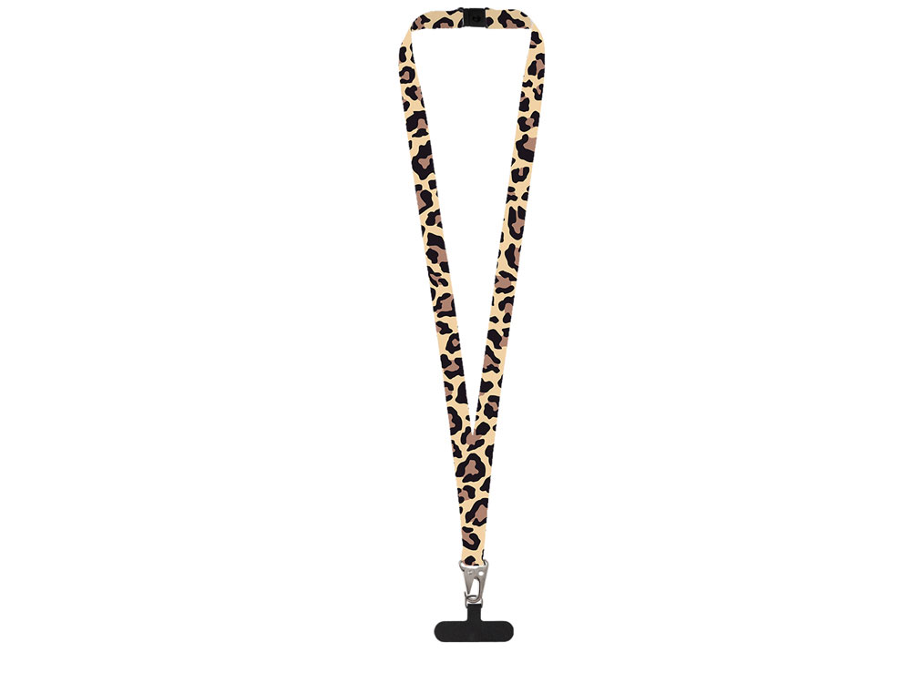 Ланъярд 2,5 см под сублимацию с большим карабином, замком обрыва и узким держателем для телефона из ПЭ-1