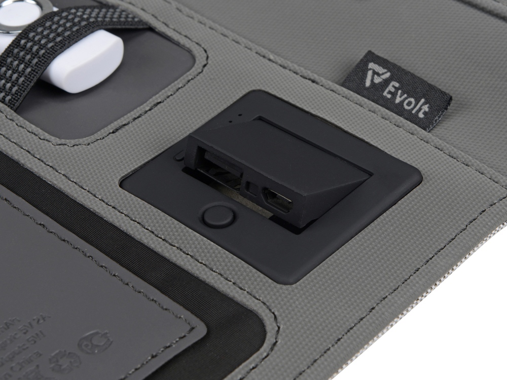 Органайзер с беспроводной зарядкой 5000 mAh Powernote, светло-серый-4