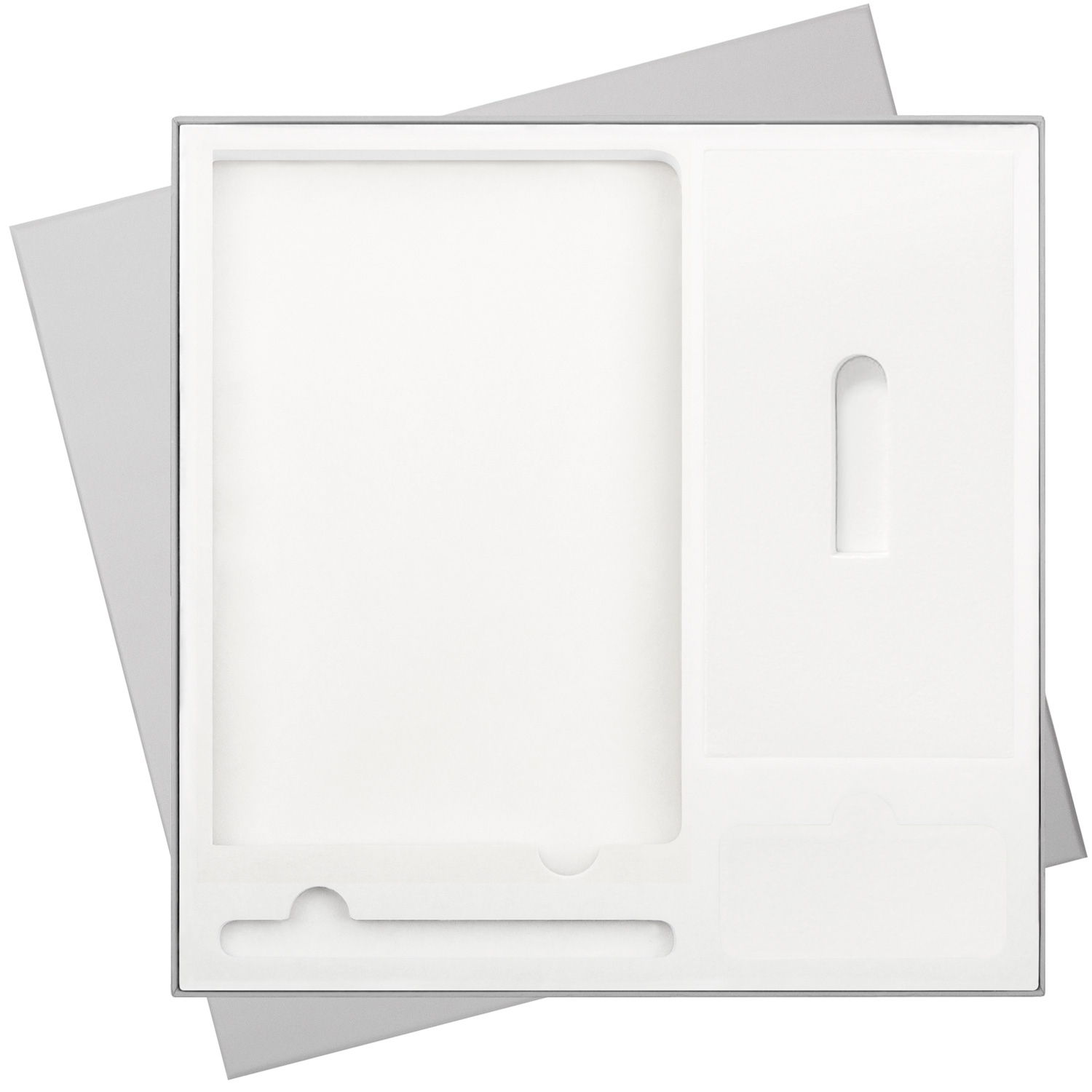 Подарочная коробка без ложемента для ежедневника, ручки и аккумулятора, серая (под съемные ложементы)-7