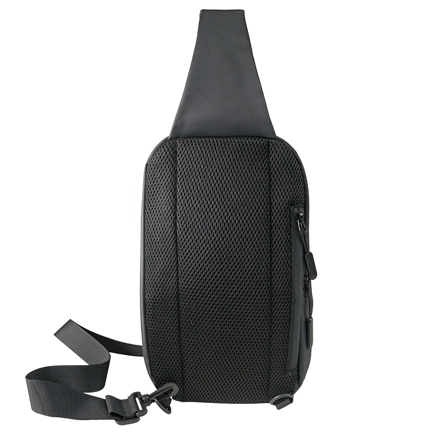 Сумка на плечо  водостойкая "Sling", чёрный, 33 х 18 х11 см, 100%  полиуретан, черный-6