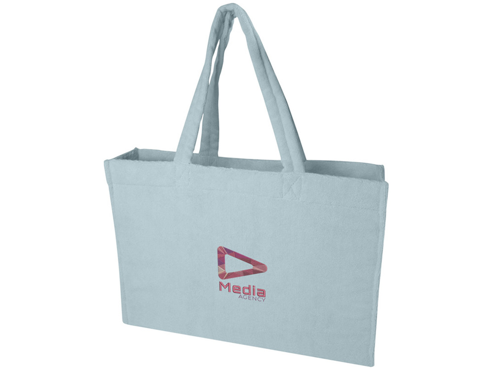 Пляжная эко-сумка Siam объемом 13 л из переработанной махровой ткани, сертифицированной GRS - Cloud Blue-3