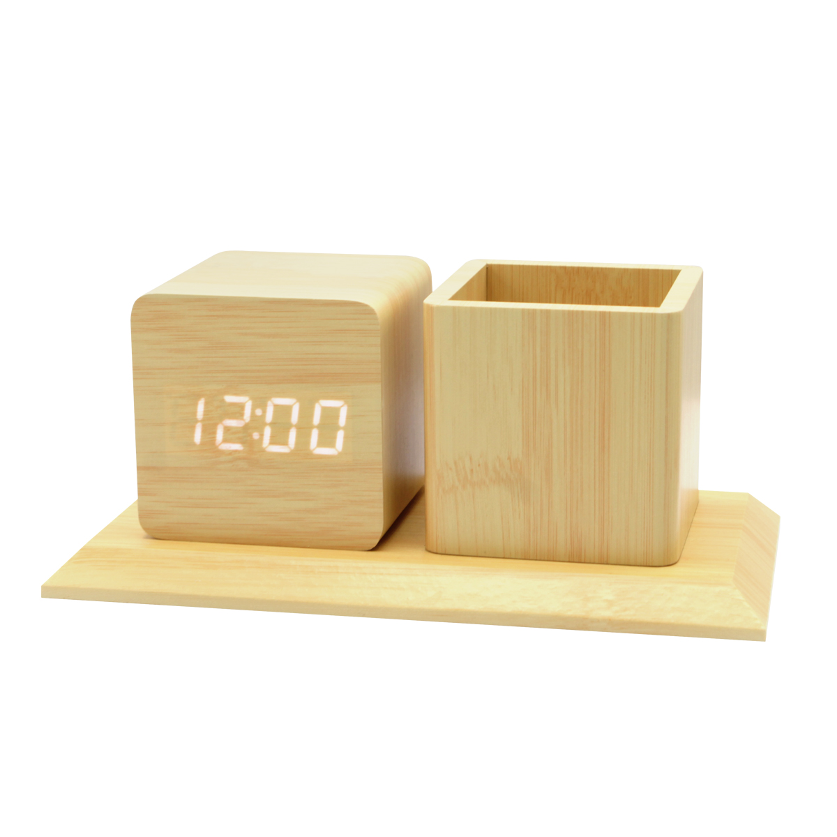 Многофункциональные часы – погодная станция с карандашницей, Коричневый-1