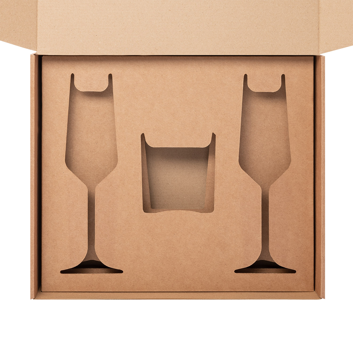 Доп. ложемент под свечу (арт. 73077)  + 2 бокала для шампанского в универсальную коробку (арт. 21006.020)-0