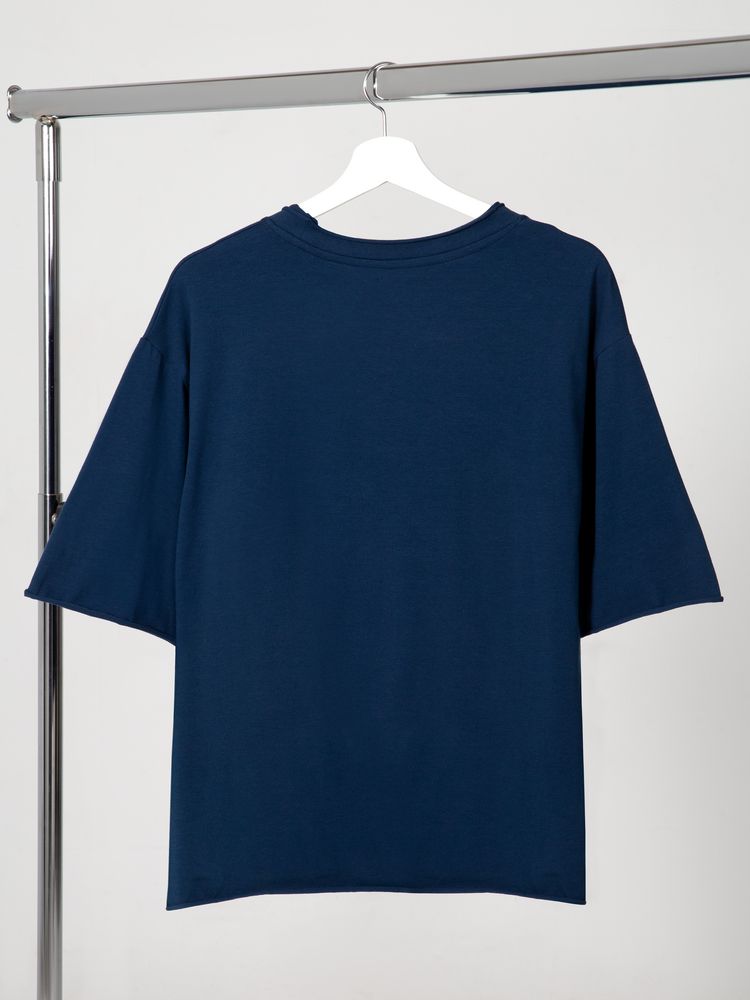 Футболка оверсайз Vozduh 2.0, темно-синяя-1