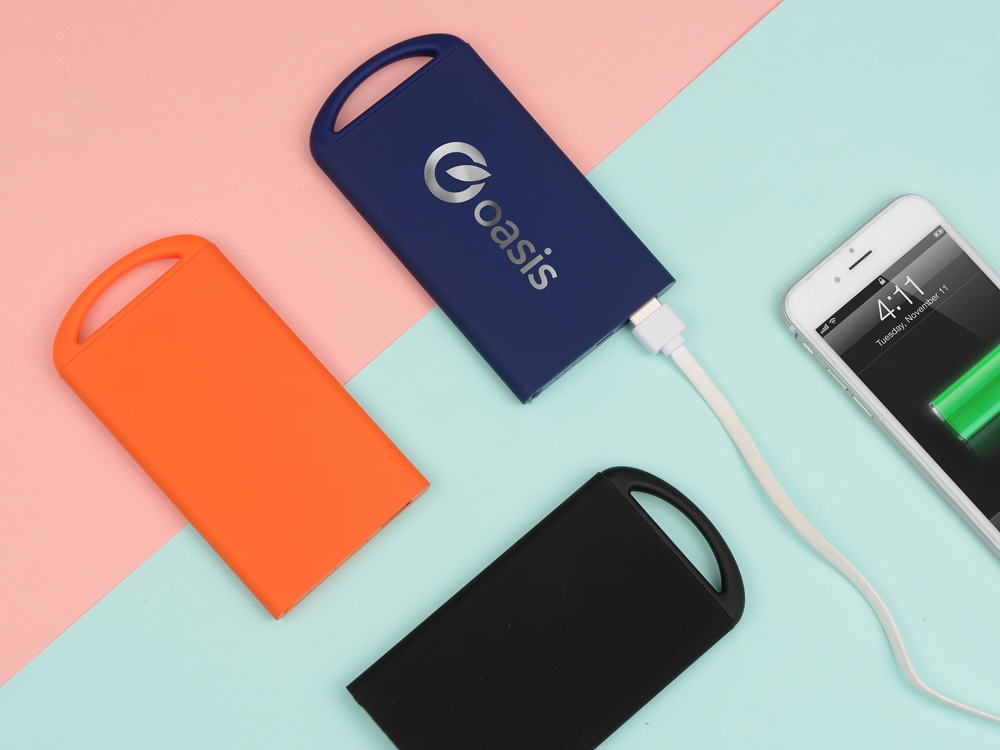 Портативное зарядное устройство Shine с зеркальной гравировкой, 4000 mAh, оранжевый-7