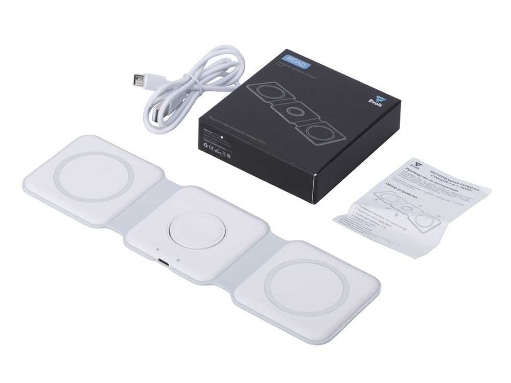 Беспроводное зарядное устройство 3-в-1 Road, 15 Вт, белый-11