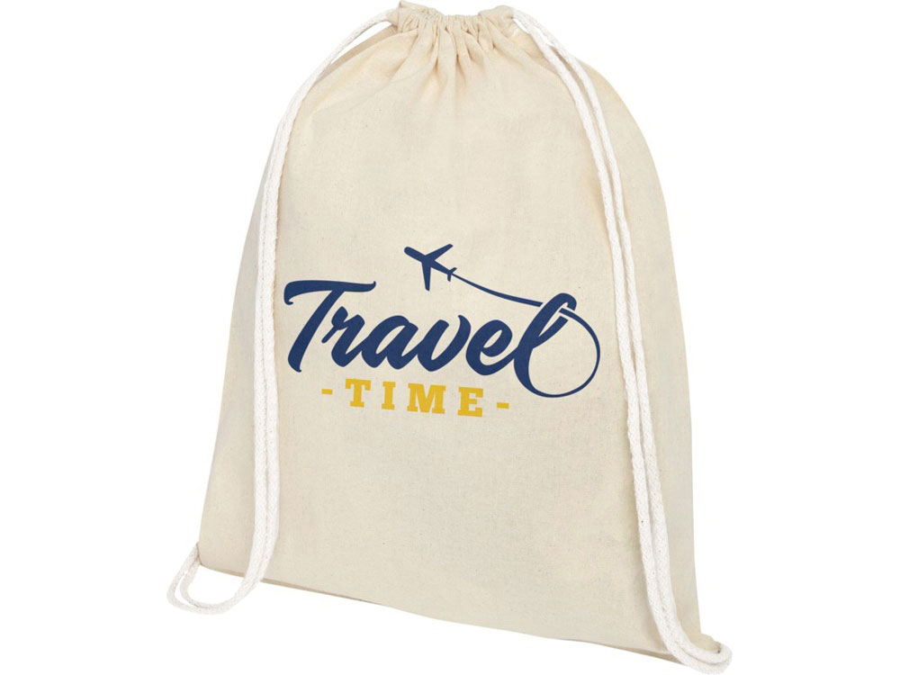 Рюкзак со шнурком Tenes из хлопка плотностью 140 г/м2, natural-2