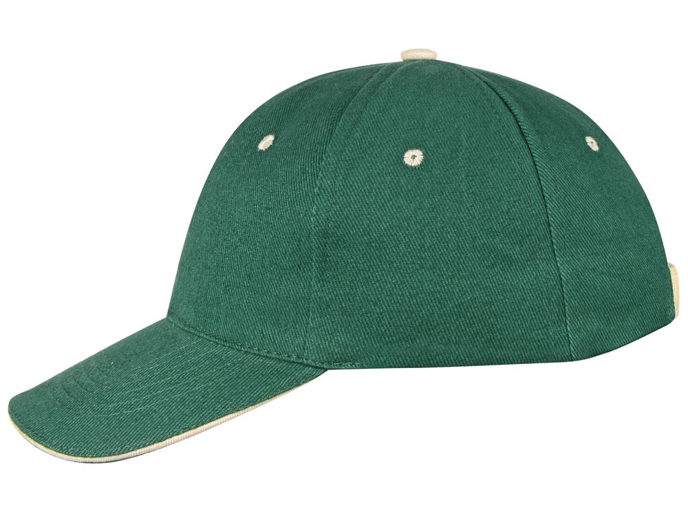 Бейсболка New Castle 6-ти панельная, зеленый/натуральный-5