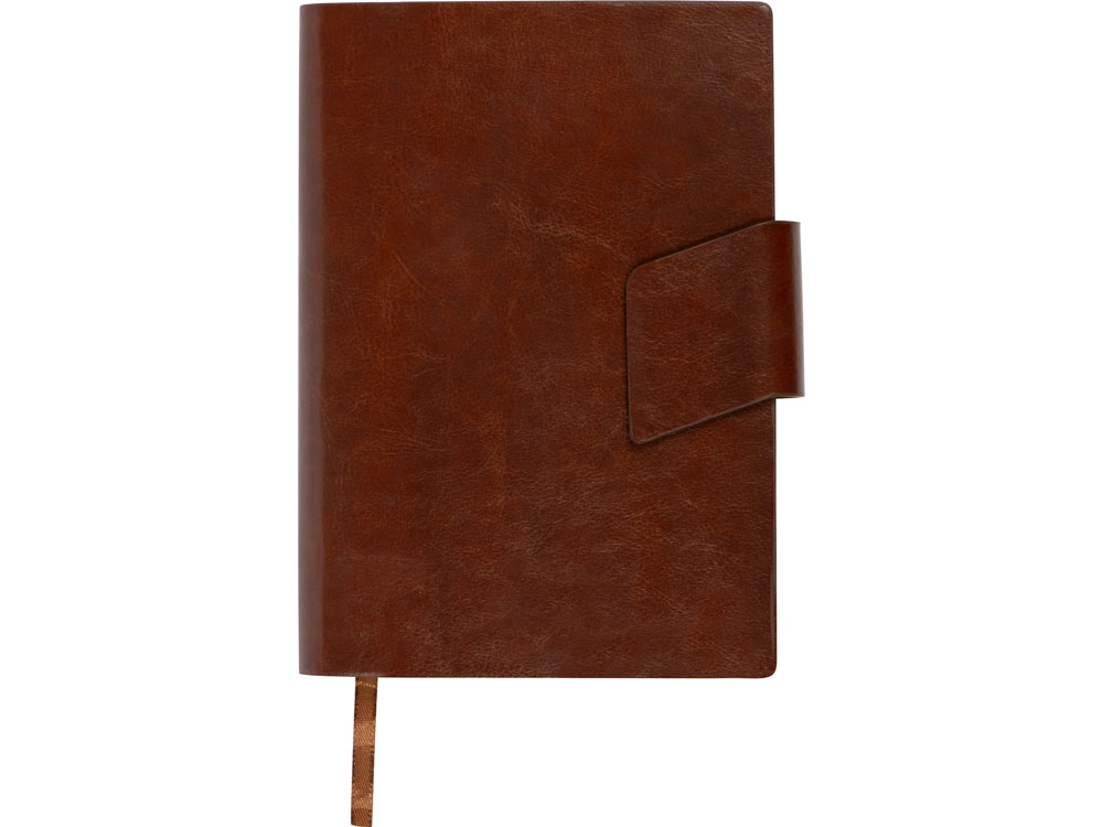 Бизнес блокнот А5 Monoi с клапаном, твердая обложка, 128 листов, коричневый-1