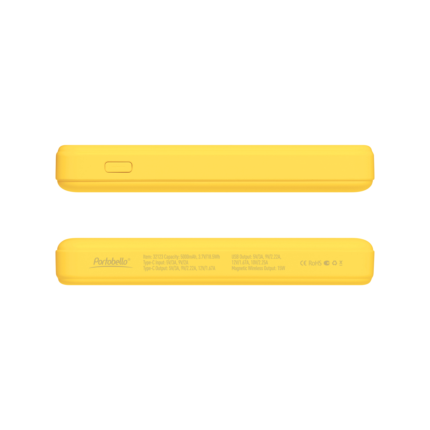 Внешний аккумулятор Ларго PD (Largo PD) 5000mAh с функцией беспроводной зарядки 15W, желтый-4
