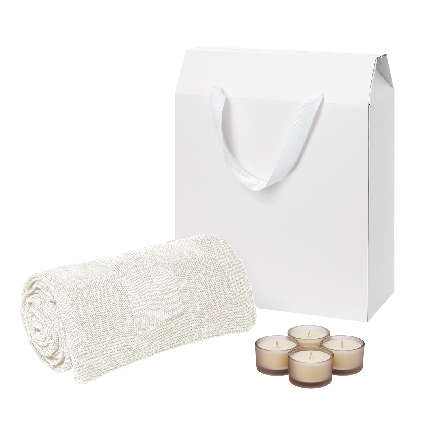 Подарочный набор Sento, Cella, бежевый (свечи, плед)-0