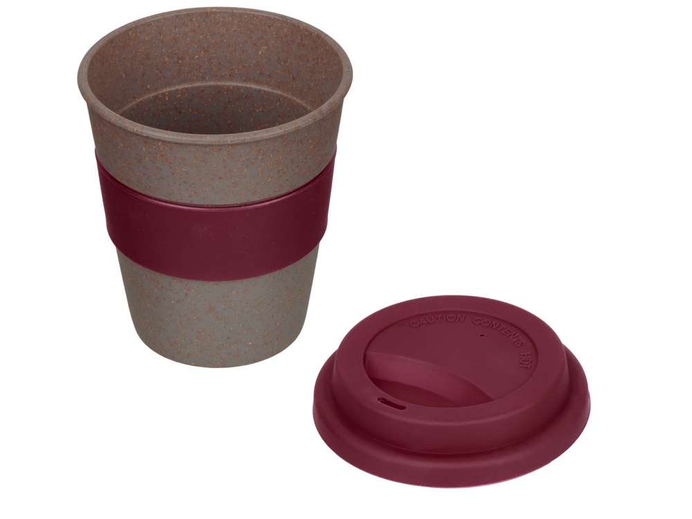 Стакан с силиконовой крышкой Cafe, burgundy-1
