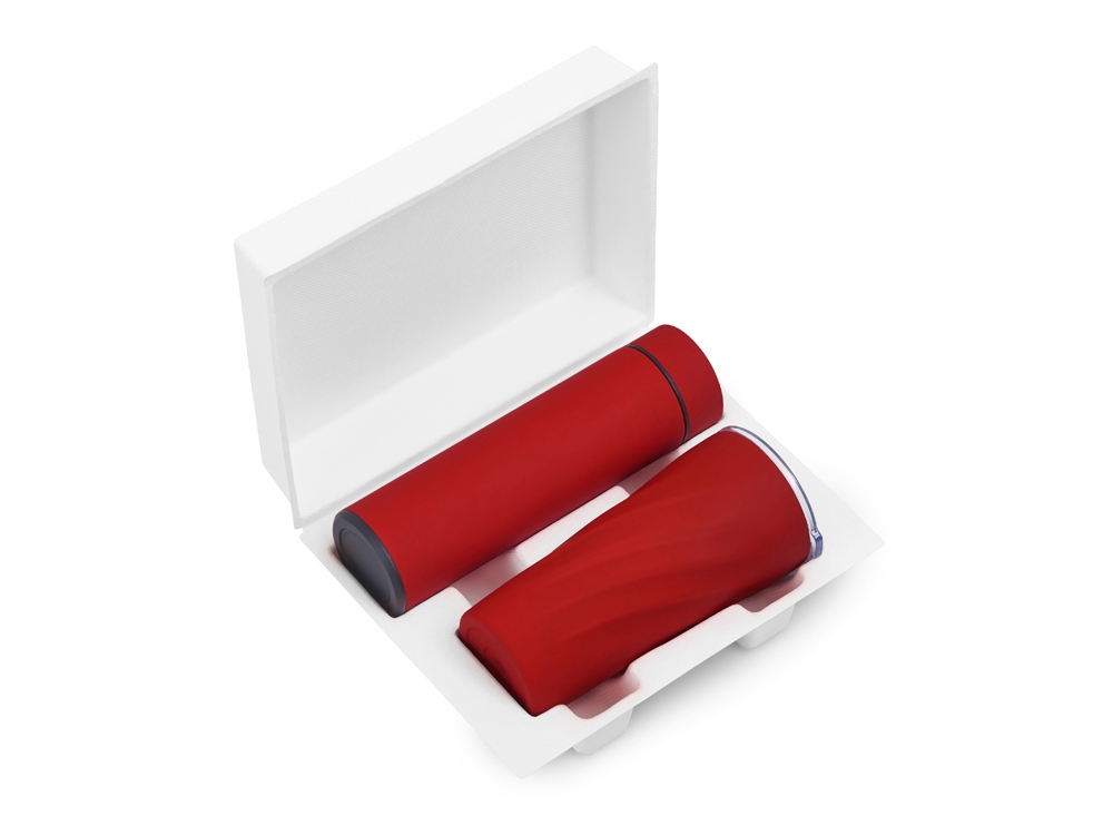 Подарочный набор FAMILY с термосом и термокружкой, красный-1