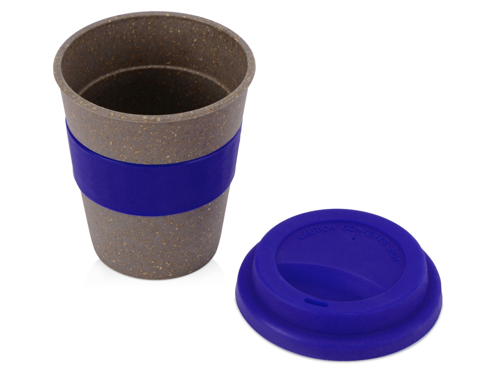 Стакан с силиконовой крышкой Cafe, темно-синий-1