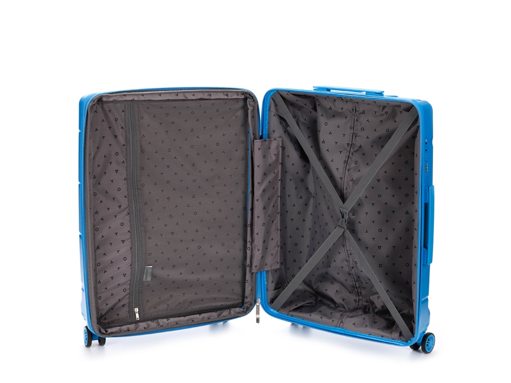 Чемодан TORBER В Отпуск, синий, полипропилен, 45 х 28 х 68 см, 79 л-1