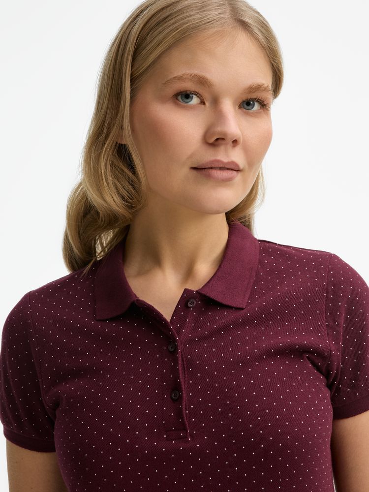 Рубашка поло женская Brandy Women, бордовая с белым-5