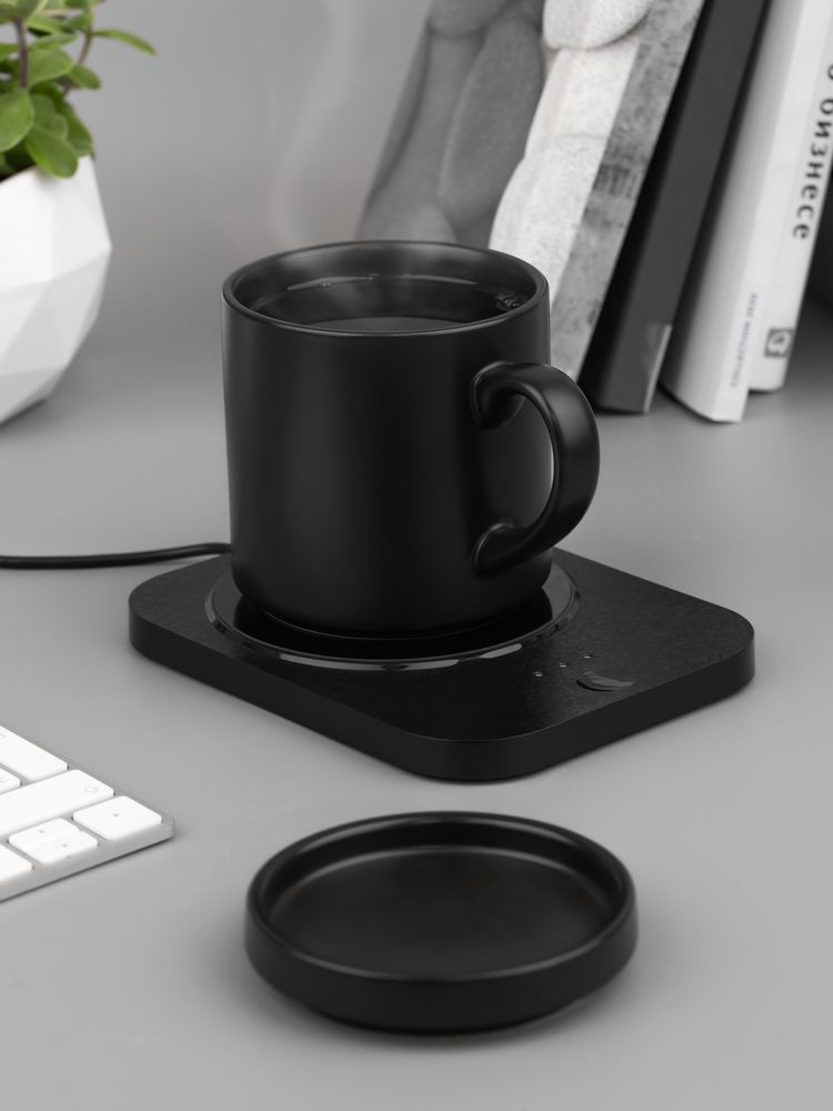 Кружка с подогревом и беспроводной зарядкой dualBase plus, черная-5