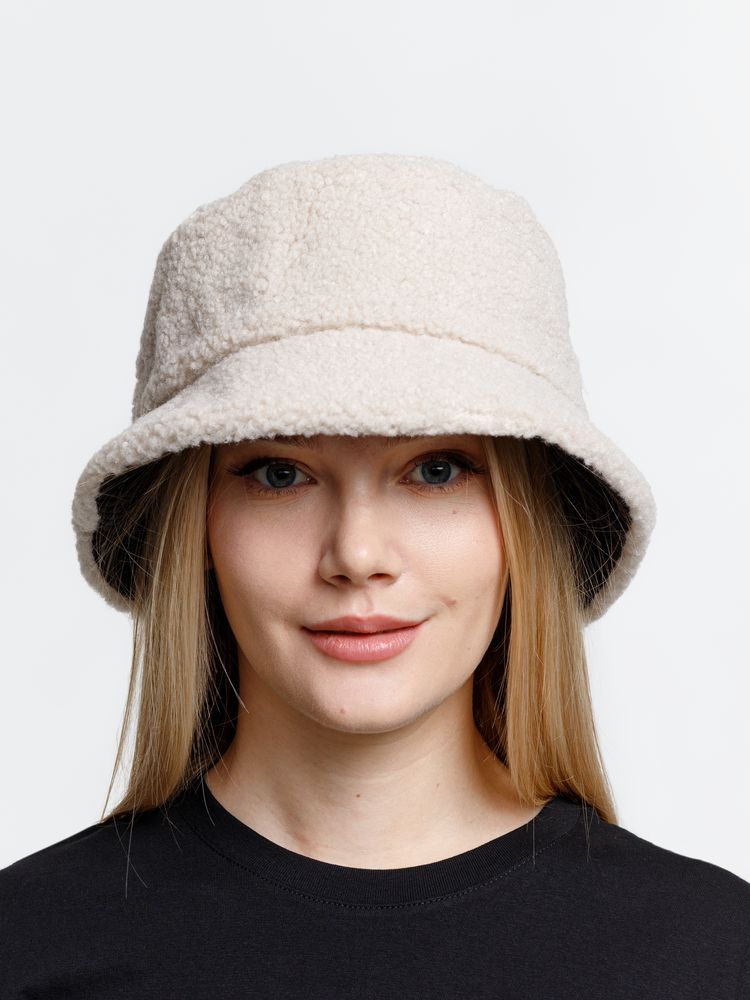 Панама Bucket двусторонняя утепленная, темно-серая с бежевым-4