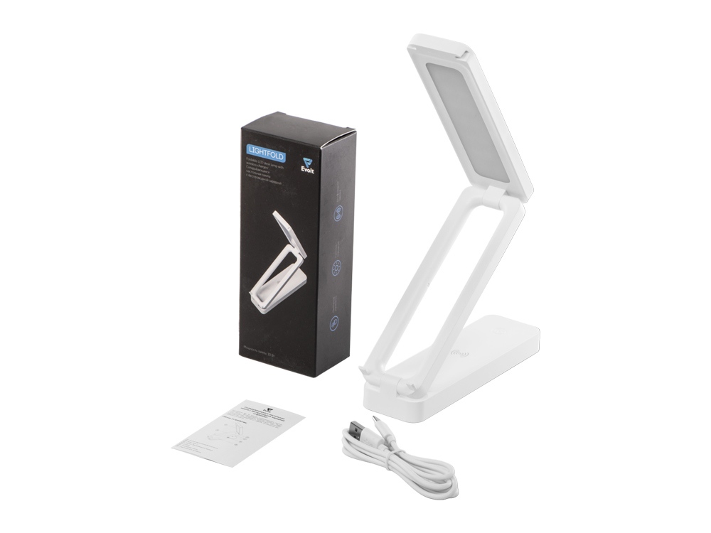 Складывающаяся LED лампа с беспроводной зарядкой Lightfold, белый-10