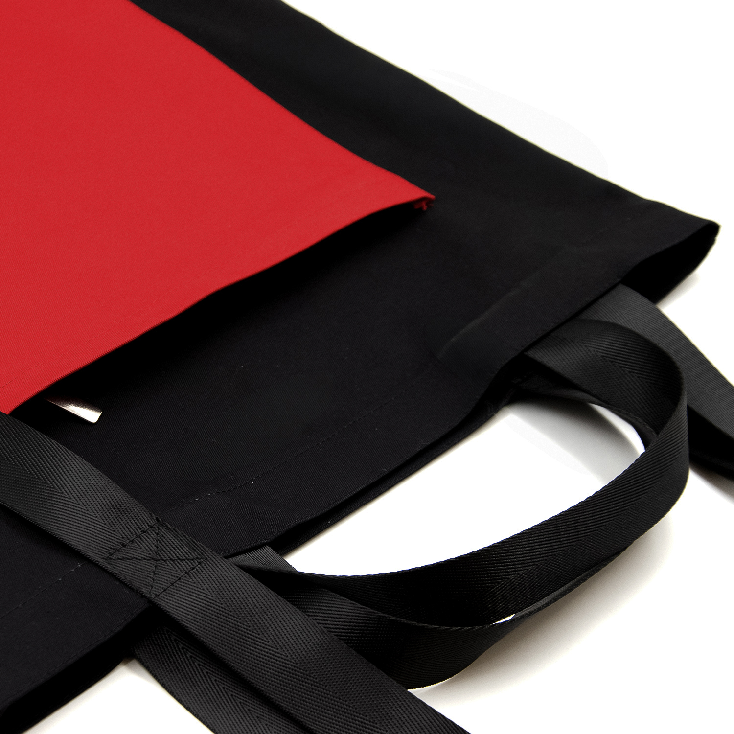 Шоппер Superbag Big Pocket, с карманом на молнии (черный с красным)-5