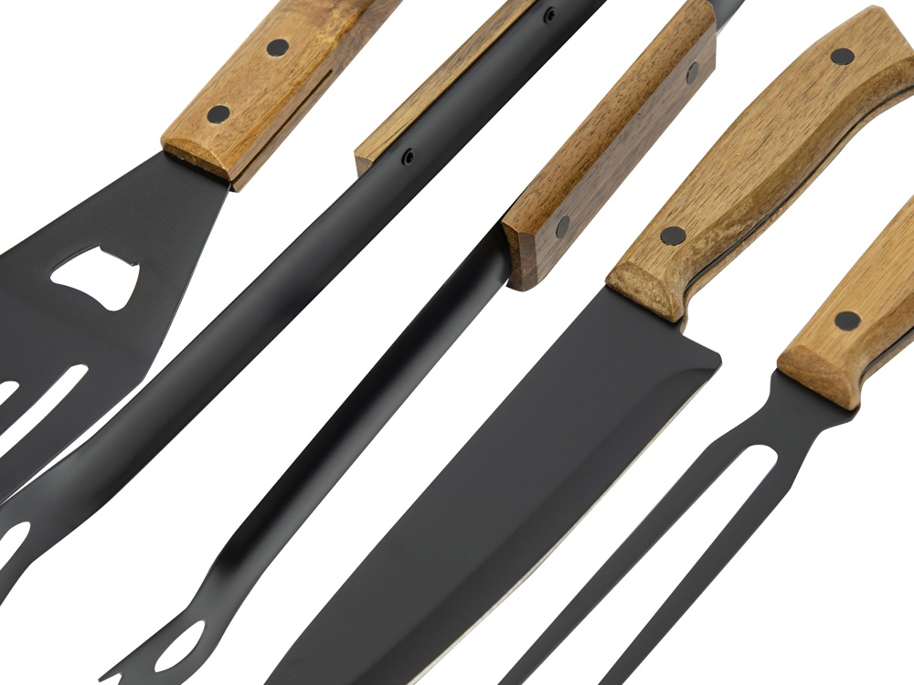 BBQ набор из акации, черный-3