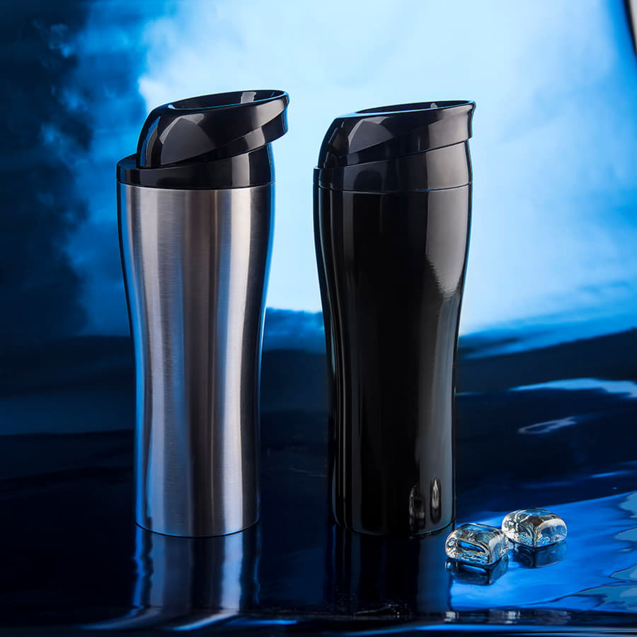 Термокружка вакуумная CLICK, 400 мл, серебристый-3