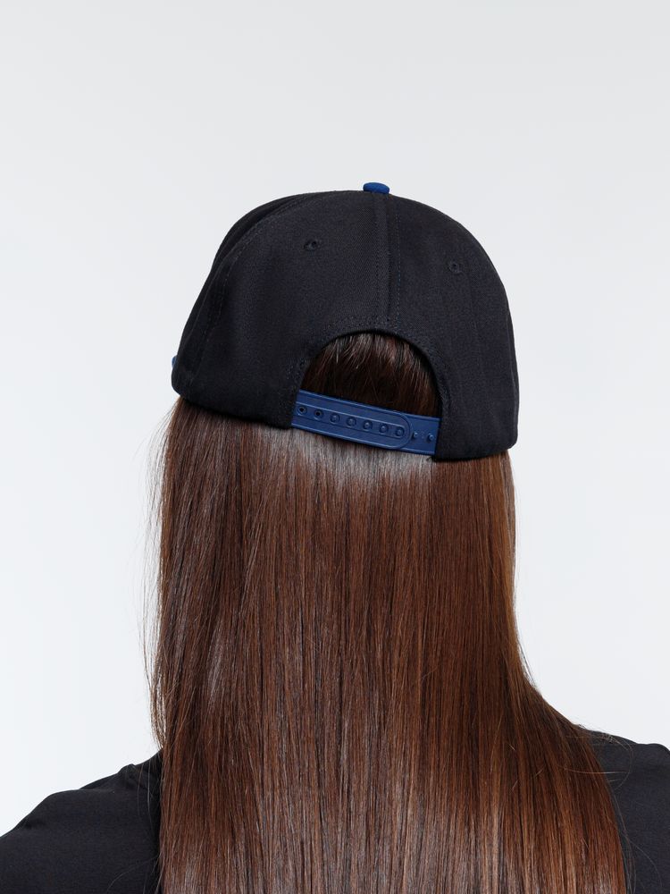 Бейсболка Foreside с прямым козырьком, черная с синим-4