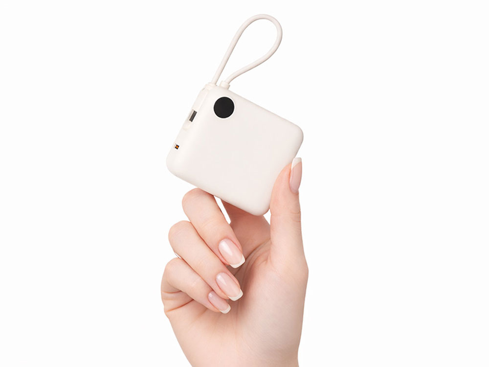 Внешний аккумулятор со встроенным кабелем Liri, QC/PD, 10000 мАч, теплый белый-10