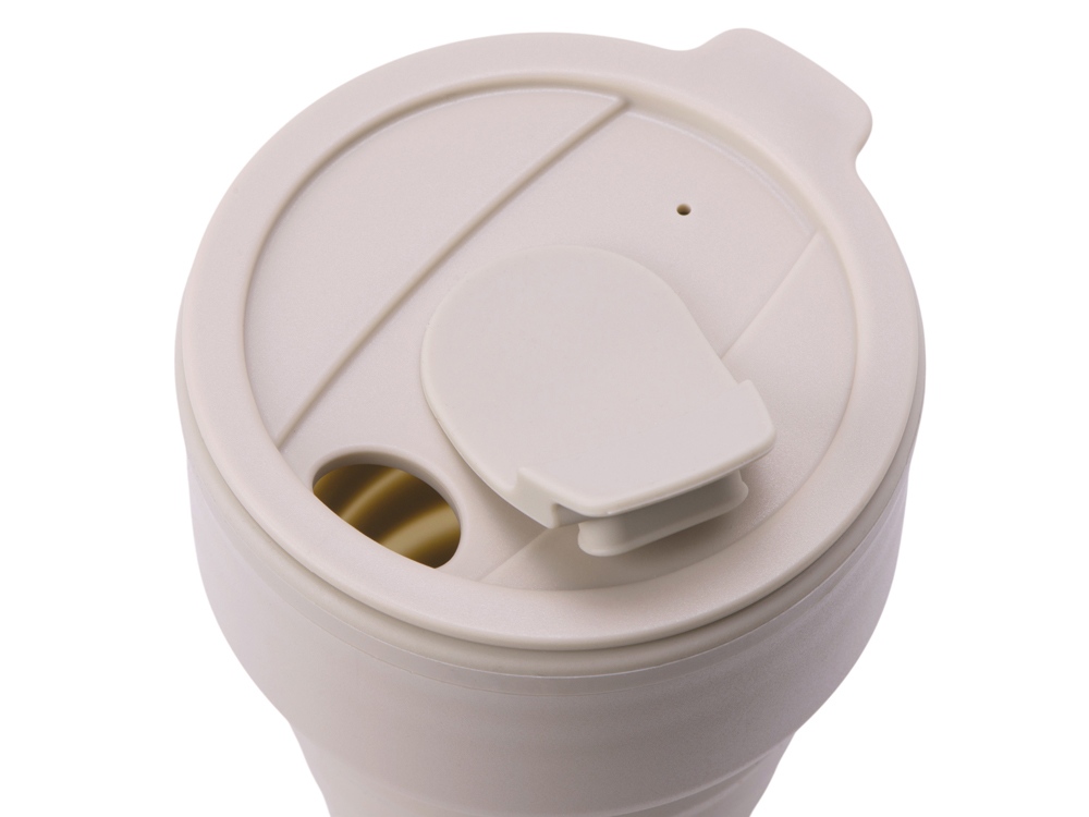Силиконовый складной стакан GoCup, бежевый-4