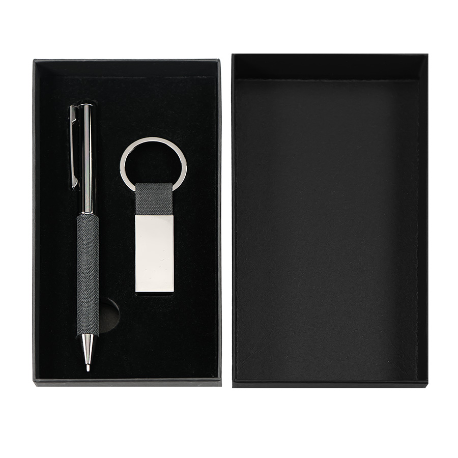 Набор ручка+ брелок COLLISION, черный/темно-серый, металл, пластик, картон, черный, темно-серый-4