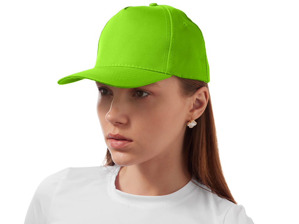 Бейсболка Poly 5-ти панельная 120 гр, зеленое яблоко-2