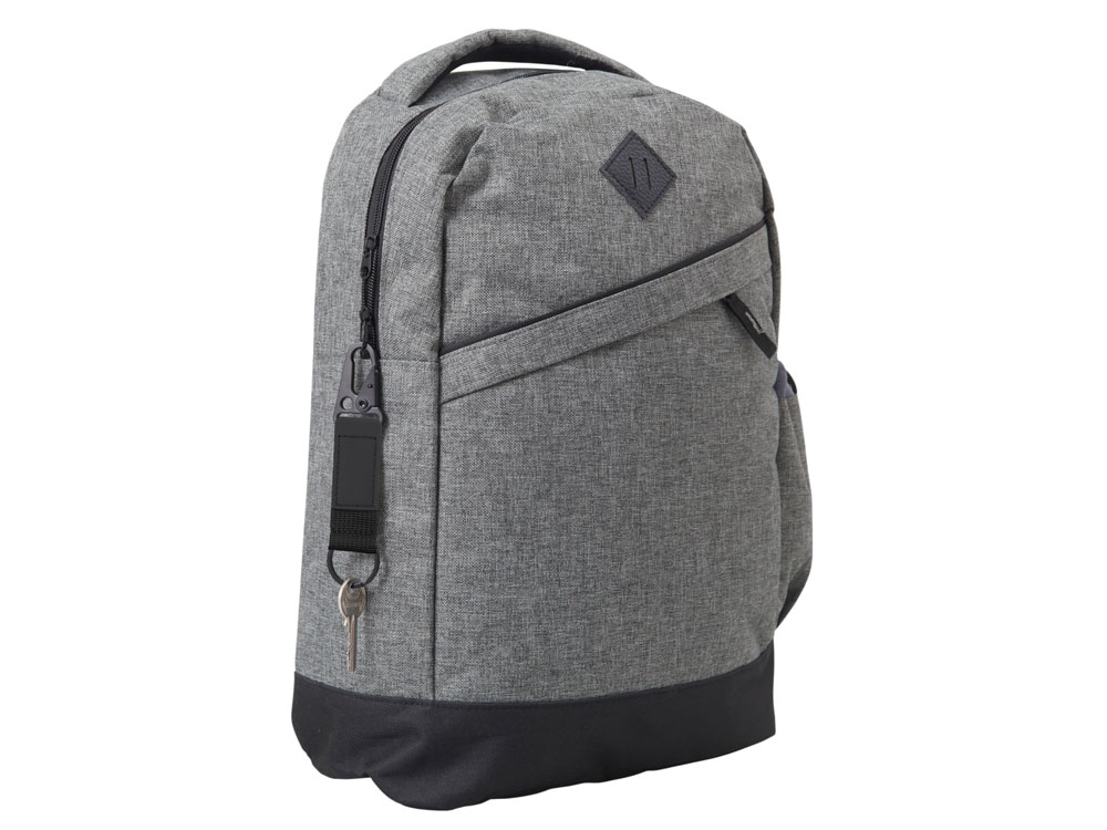 Брелок-ремувка Carabinier из ткани с вставкой из экокожи и карабином, черный-2