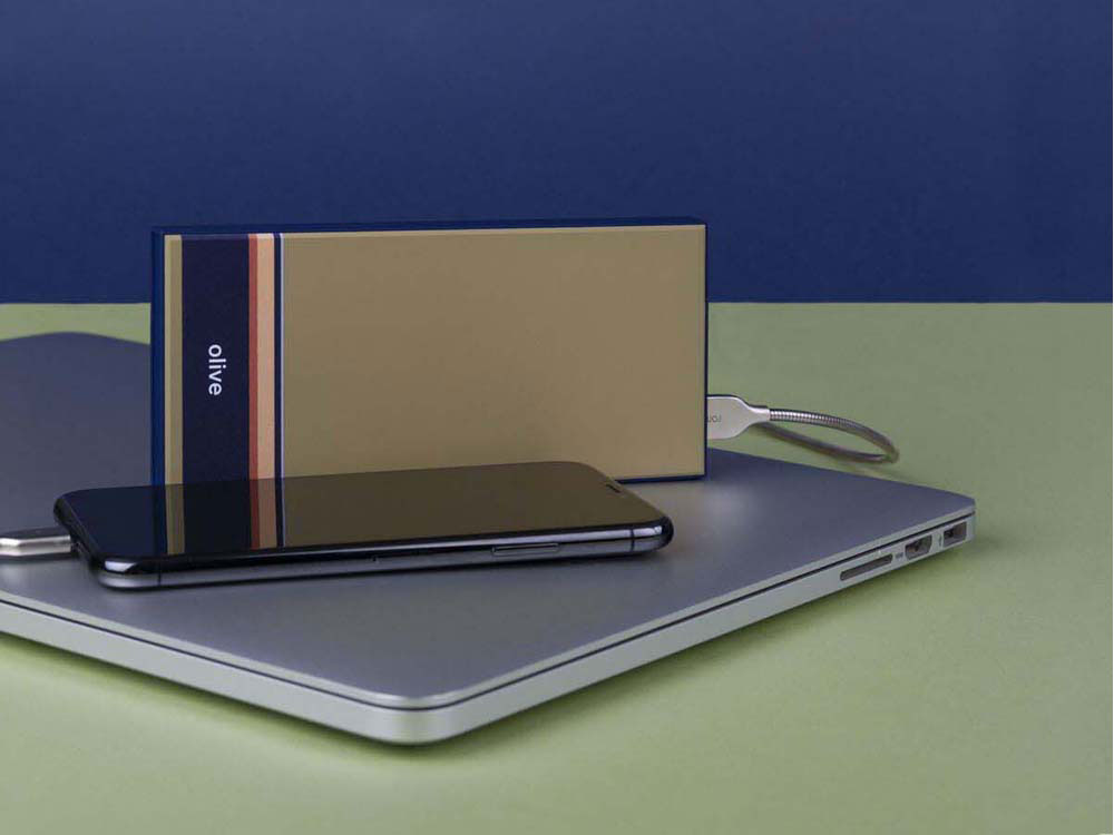 Внешний аккумулятор Rombica NEO ARIA Olive, 10000мАч, Soft-touch, PD, QCharge, Type-C, оливк/синий-4