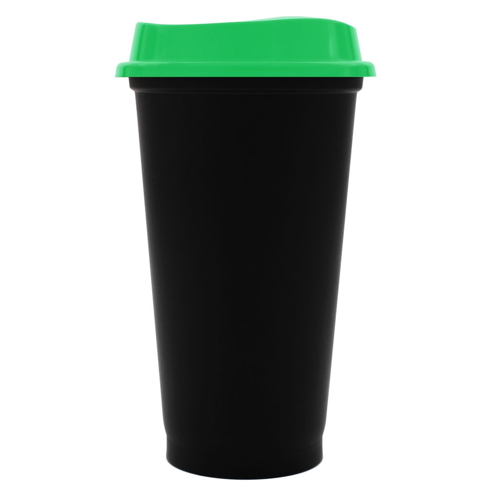Стакан с крышкой Color Cap Black, черный с зеленым-0