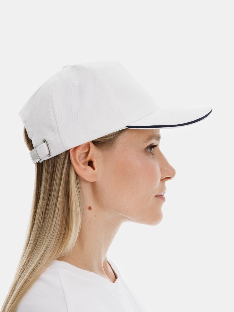 Бейсболка Classic 2.0, белая с темно-синим кантом-3