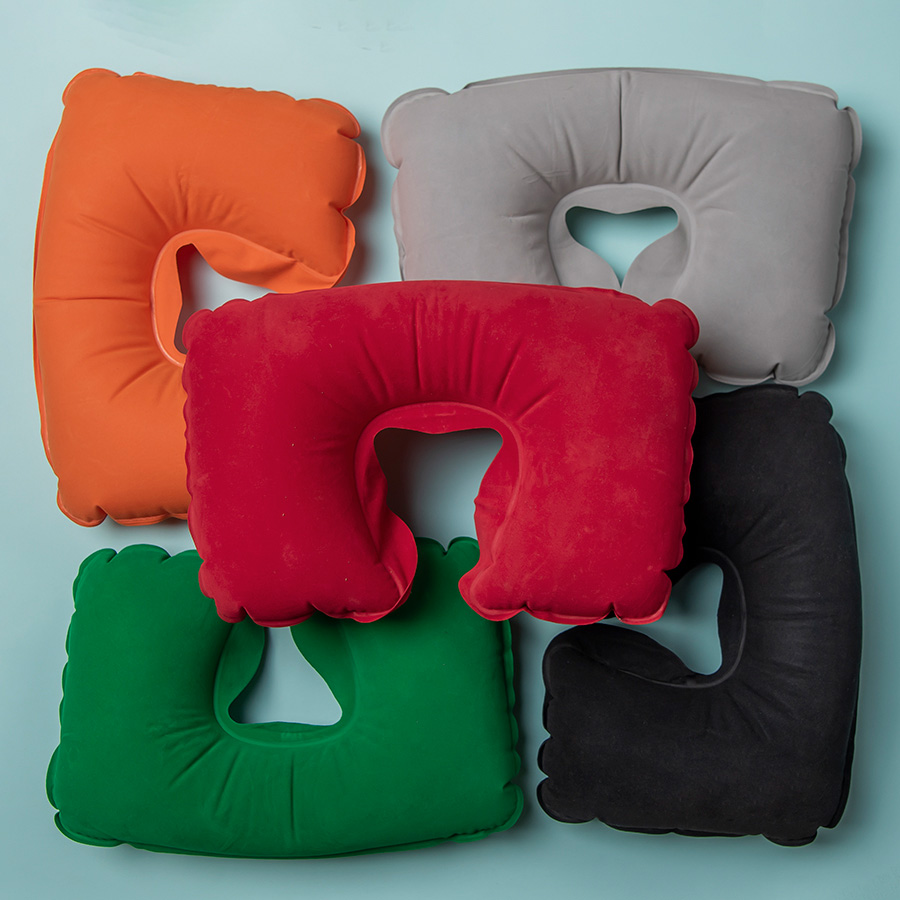 Подушка  надувная дорожная WAY в футляре; красный; 43,5х27,5 см; твил, красный-5