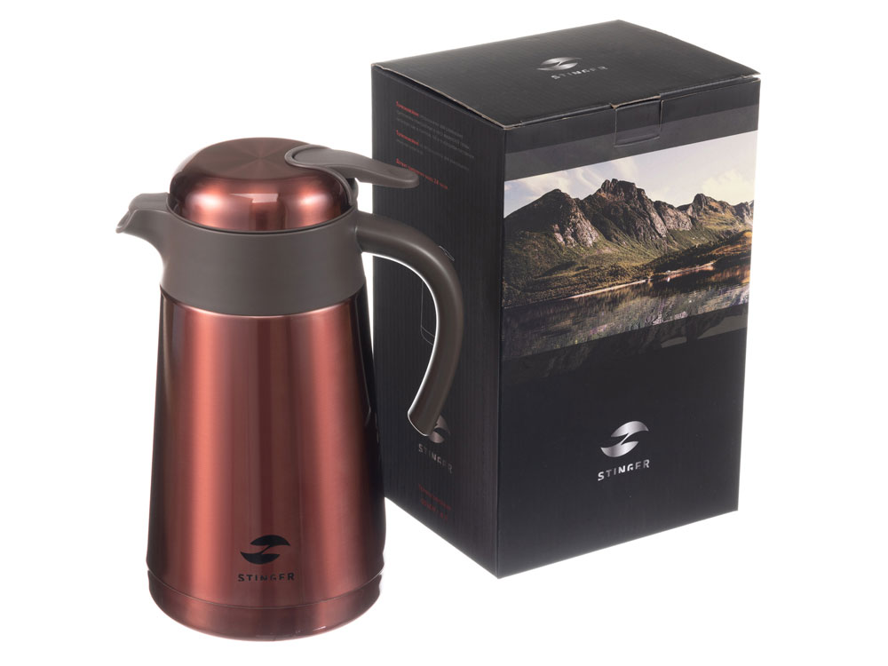 Термокофейник Stinger, 1,6 л, нержавеющая сталь, красный, 18 x 13,6 x 25,9 см-6