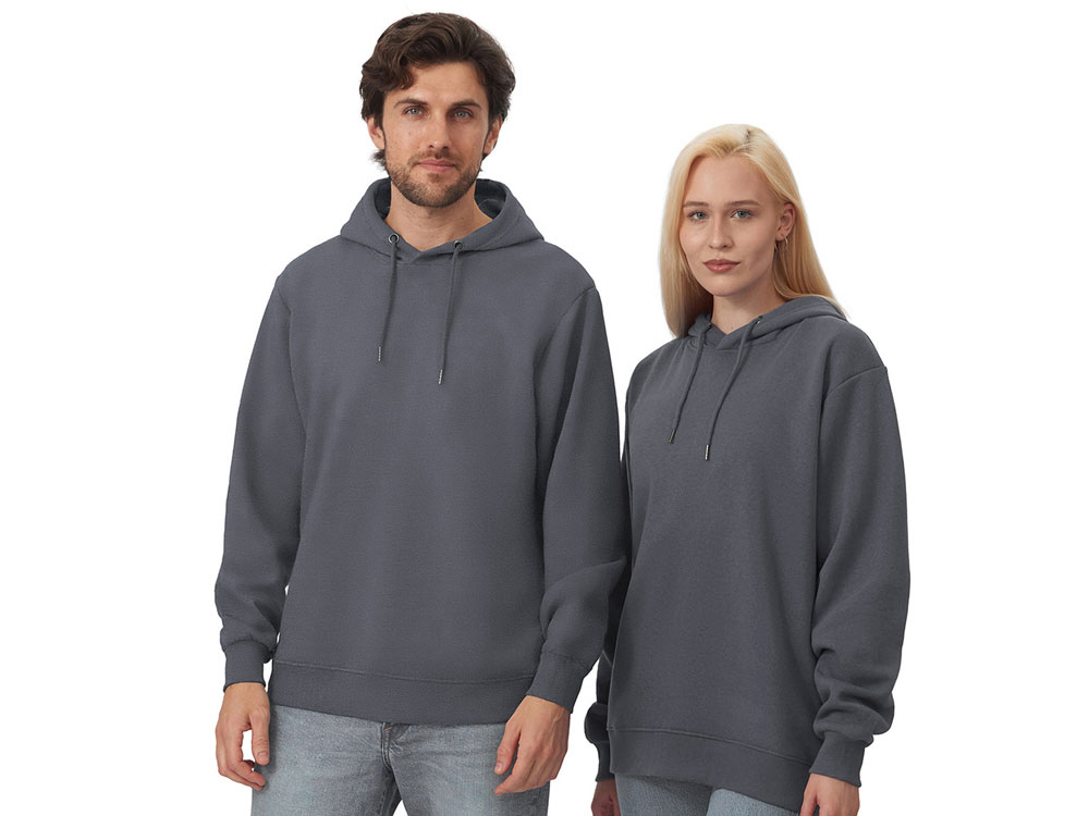 Толстовка с капюшоном оверсайз Lisbon унисекс, темно-серый-0