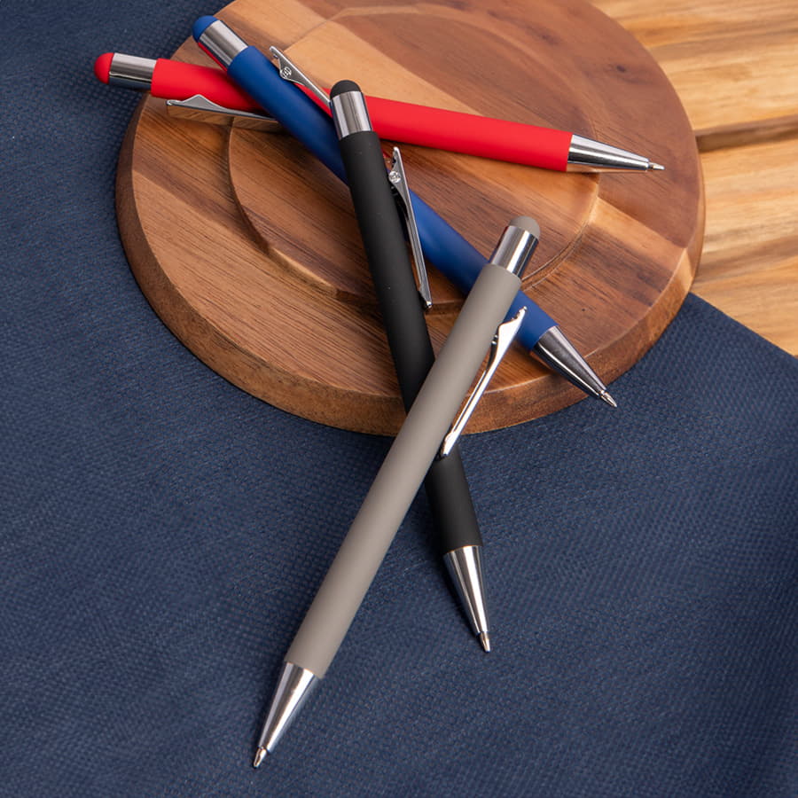 Ручка шариковая FACTOR TOUCH со стилусом, синий, серебристый-3