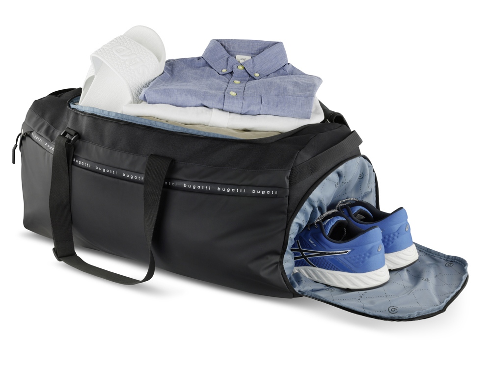 Сумка дорожная BUGATTI Blanc Delight, чёрная, нейлон RPET600D/тарпаулин/полиэстер, 67х32х29 см, 55 л-2