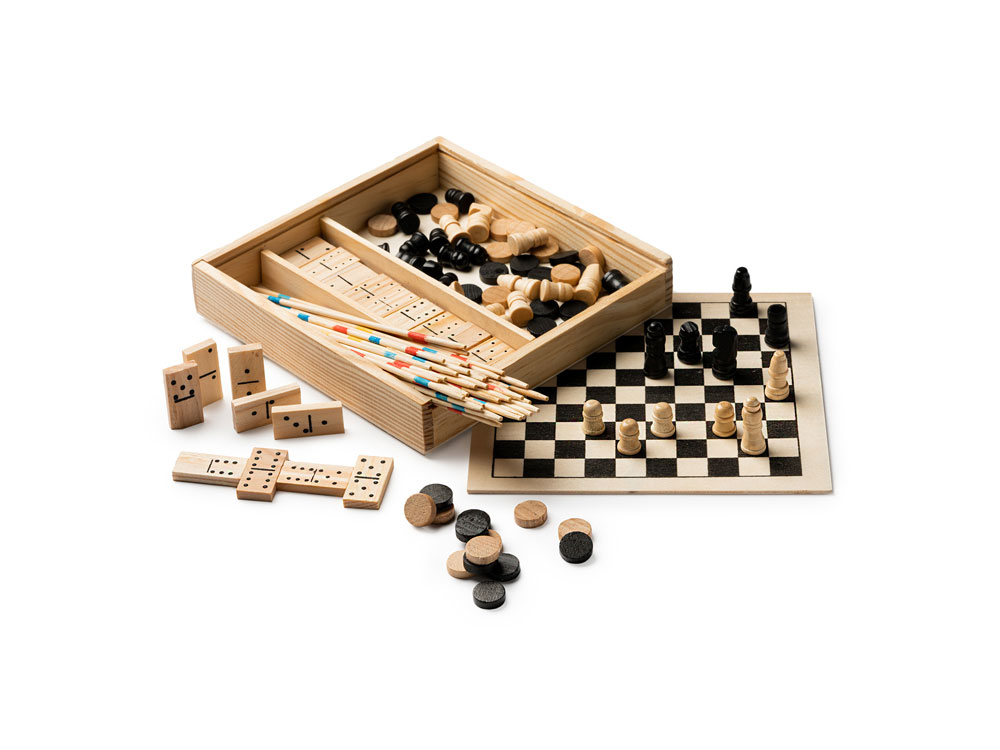 Набор GALVY из 4 игр: микадо, шахматы, шашки и домино-0