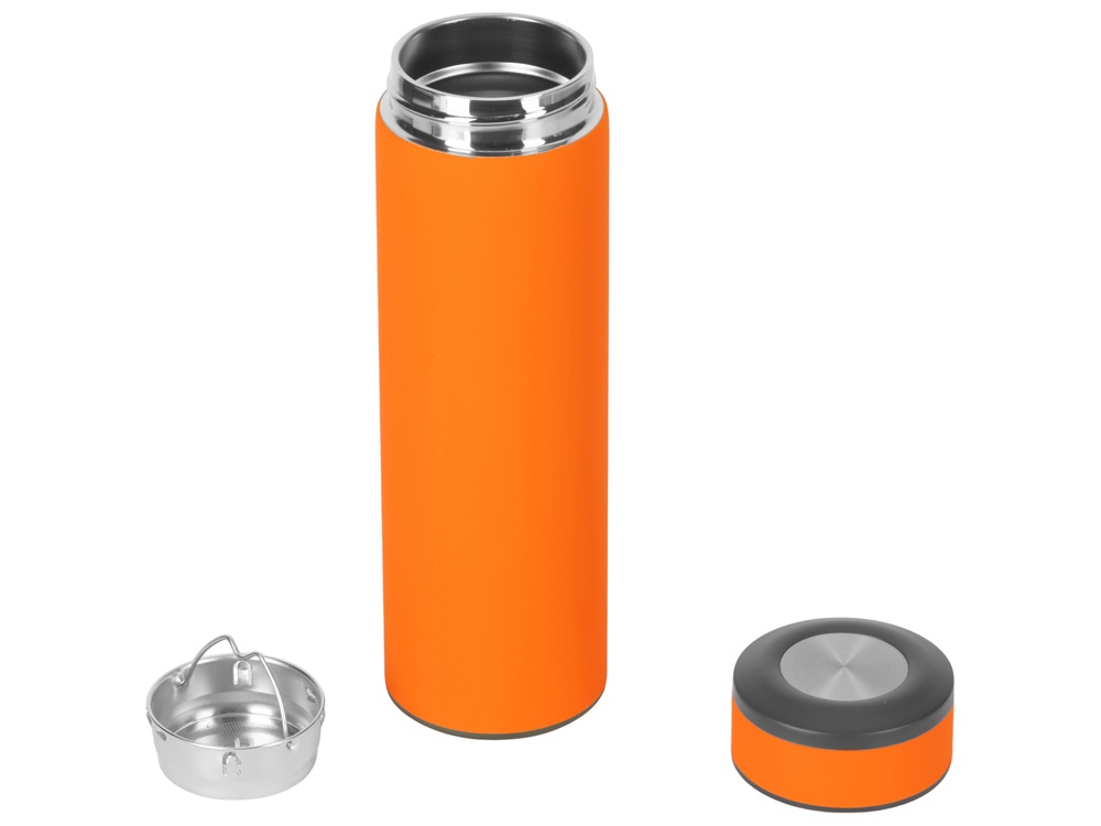 Вакуумный термос Vacuum Flask C1, soft touch, 420мл, оранжевый-1