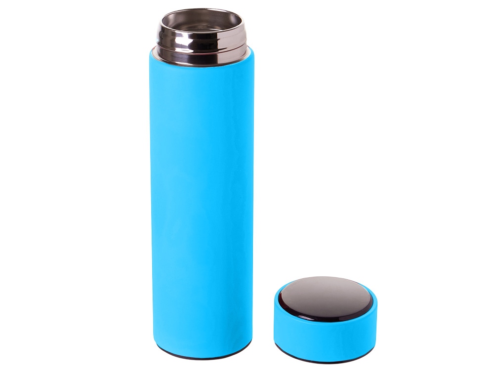 Термос FAMILY MARK LED, soft touch (Голубой)-3