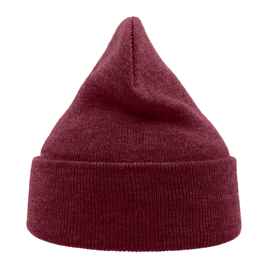 Шапка вязаная  двойная Wind с отворотом, бордовый меланж-2