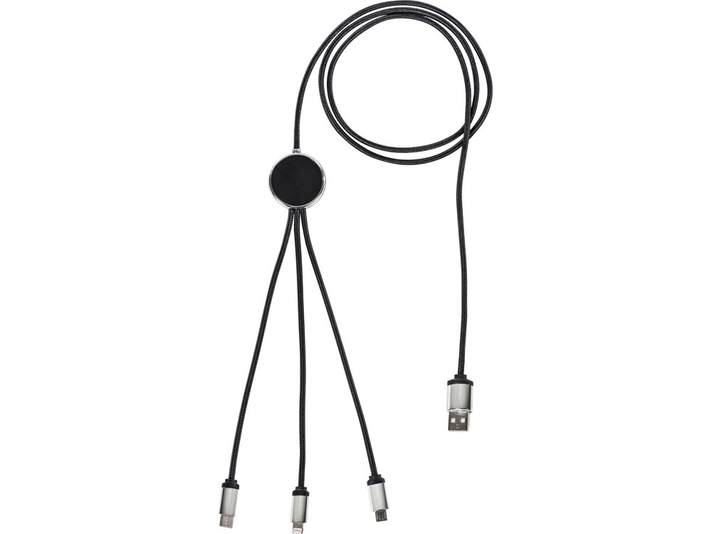 Кабель 3-в-1 с подсветкой логотипа Ion, черный-1