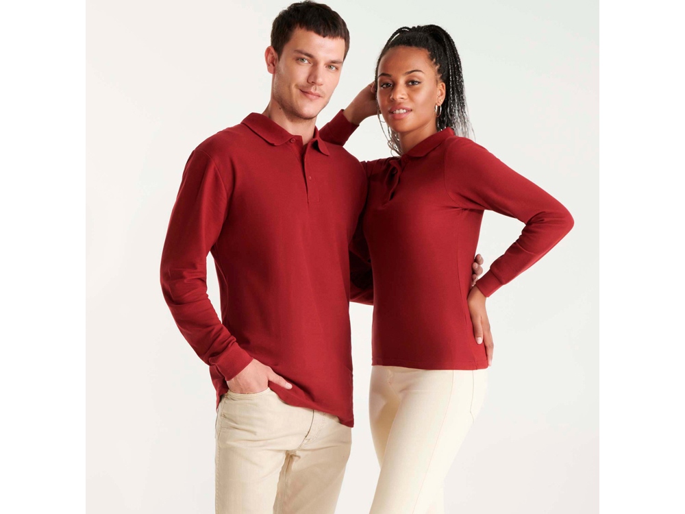Рубашка поло Estrella мужская с длинным рукавом, гранатовый-5
