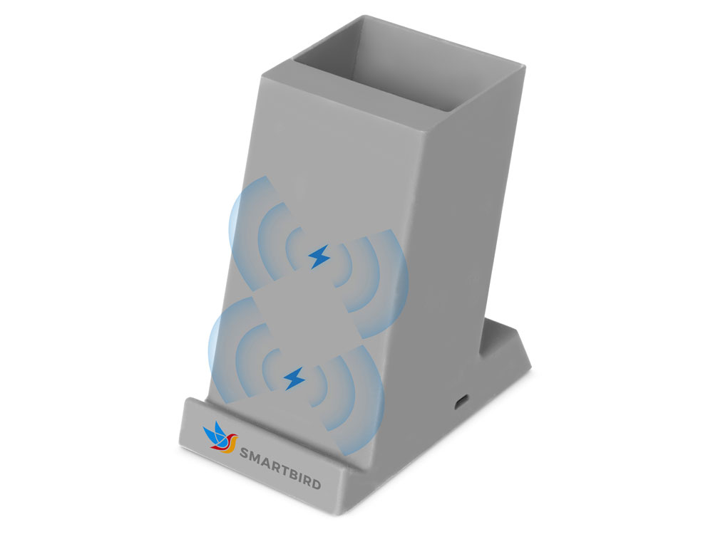 Беспроводная зарядка-подставка с подсветкой Glow box, серый-0